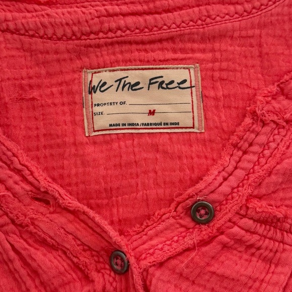 Free People We The Free Horizons Double Gauze Cloth Top Medium in Coral Pink - Picture 9 of 13